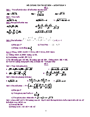Đề cương ôn thi 8 tuần  Môn Toán 9
